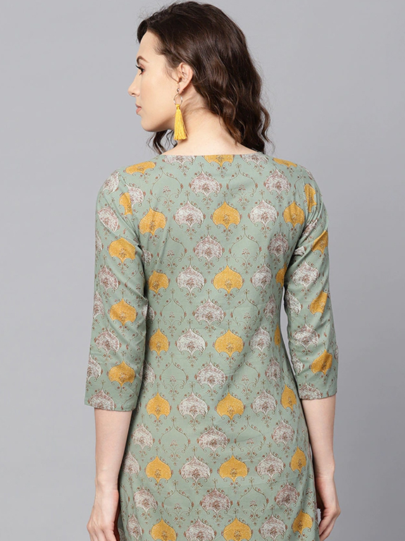 Red Printed Straight Kurta